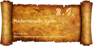 Maderspach Iván névjegykártya